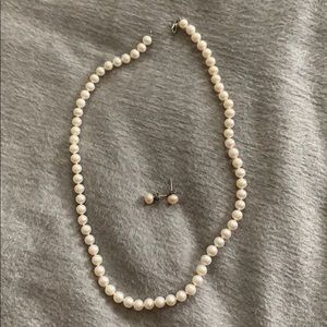 Pearl necklace and earrings